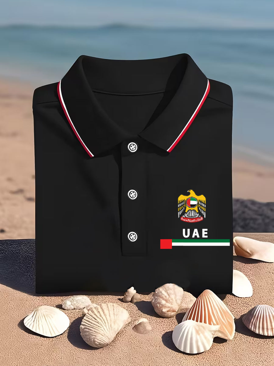 Men's Vintage Dubai/UAE Print Casual Comfort Polo Shirt