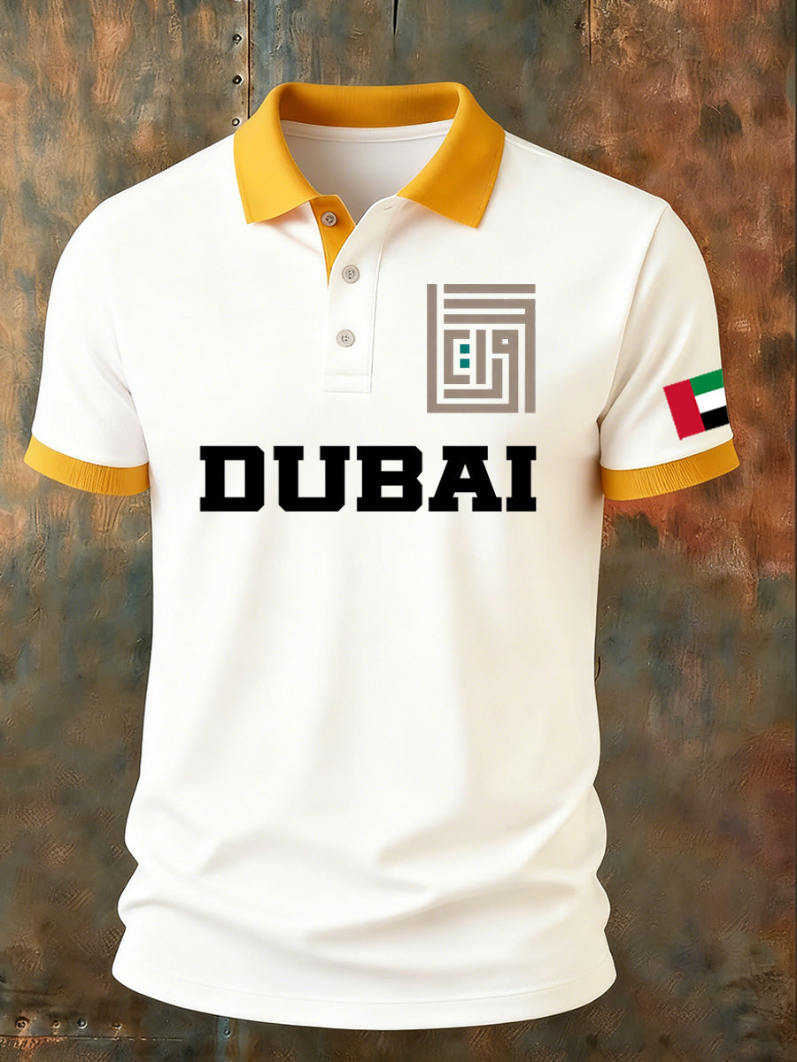 Men's UAE Art Print Comfort Polo Shirt