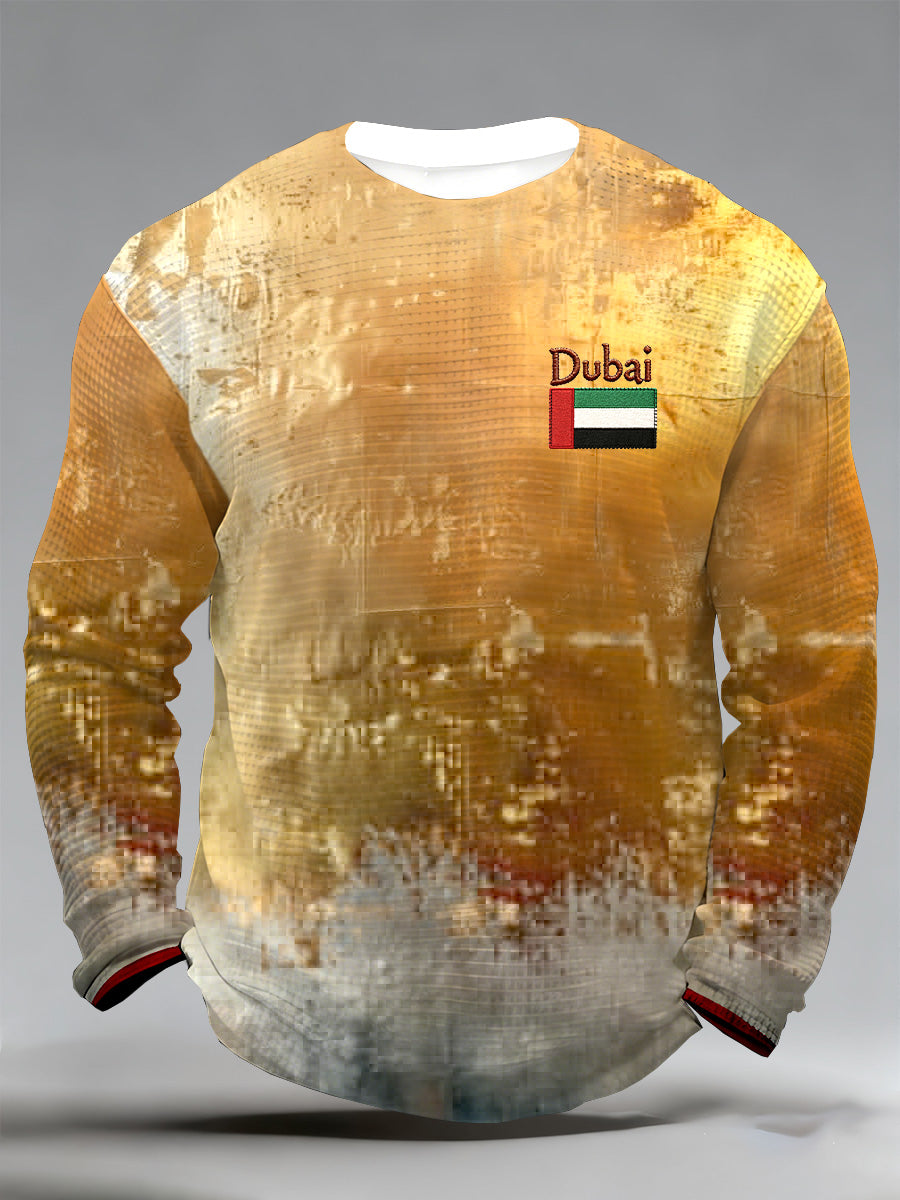 Men's UAE Geometric Art Print Long-Sleeve T-Shirt