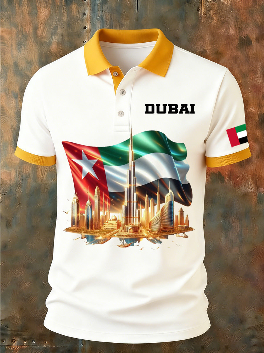 Men's UAE Art Print Comfort Polo Shirt