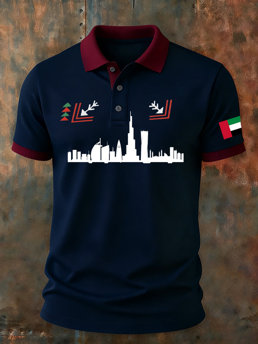 Men's UAE Art Print Comfort Polo Shirt