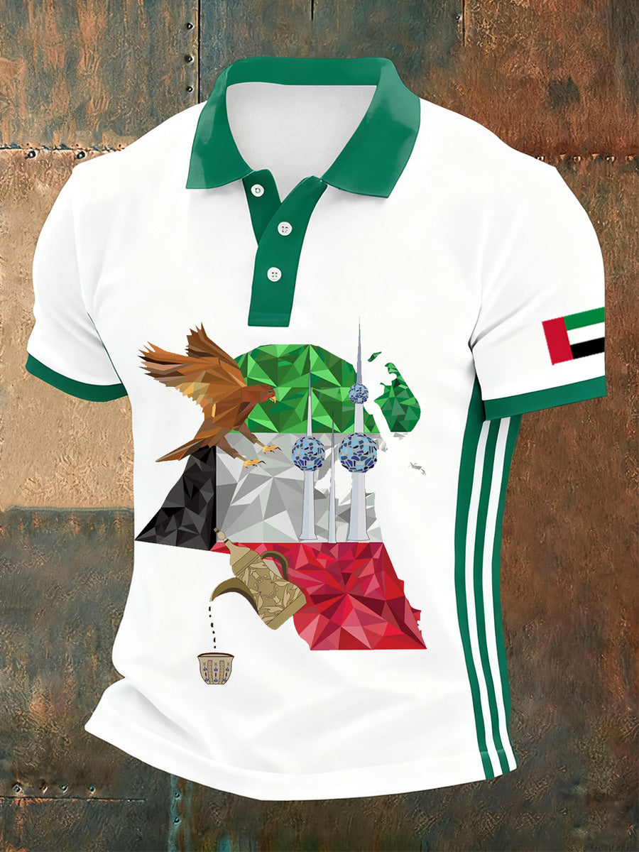Men's UAE Art Print Comfort Polo Shirt