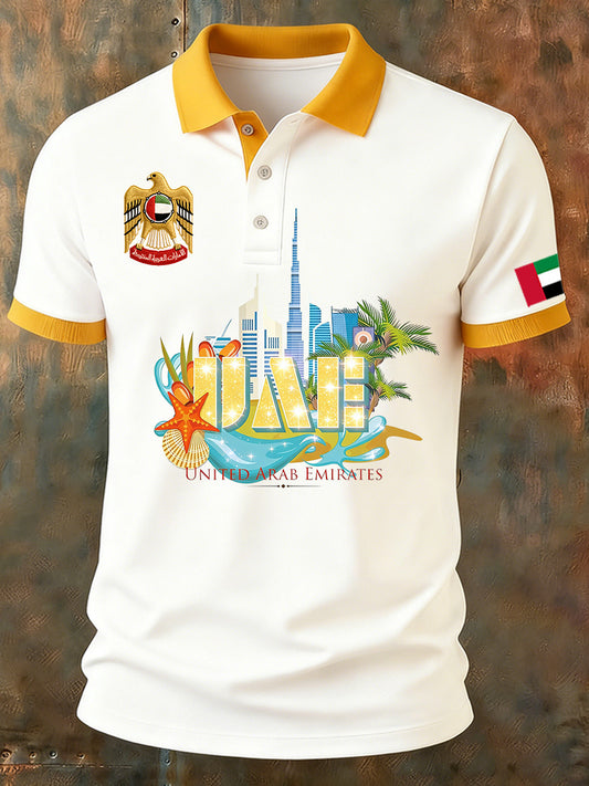 Men's UAE Art Print Comfort Polo Shirt