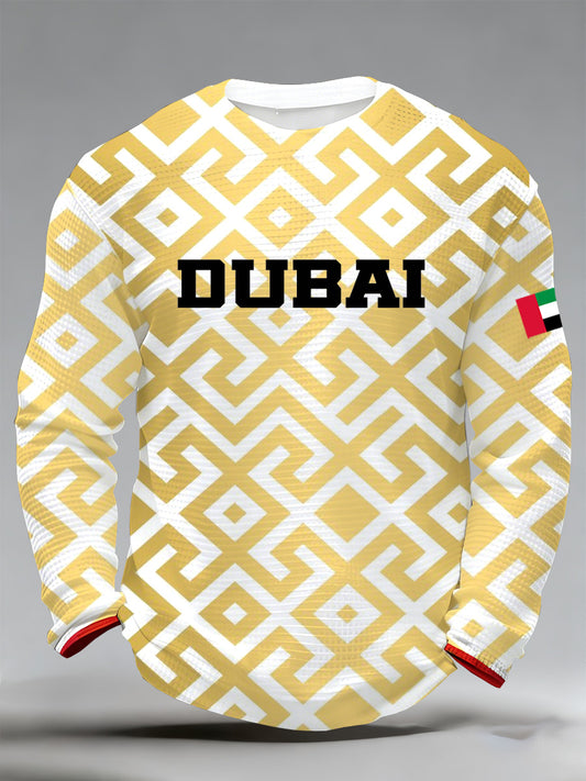 Men's UAE Geometric Art Print Long-Sleeve T-Shirt