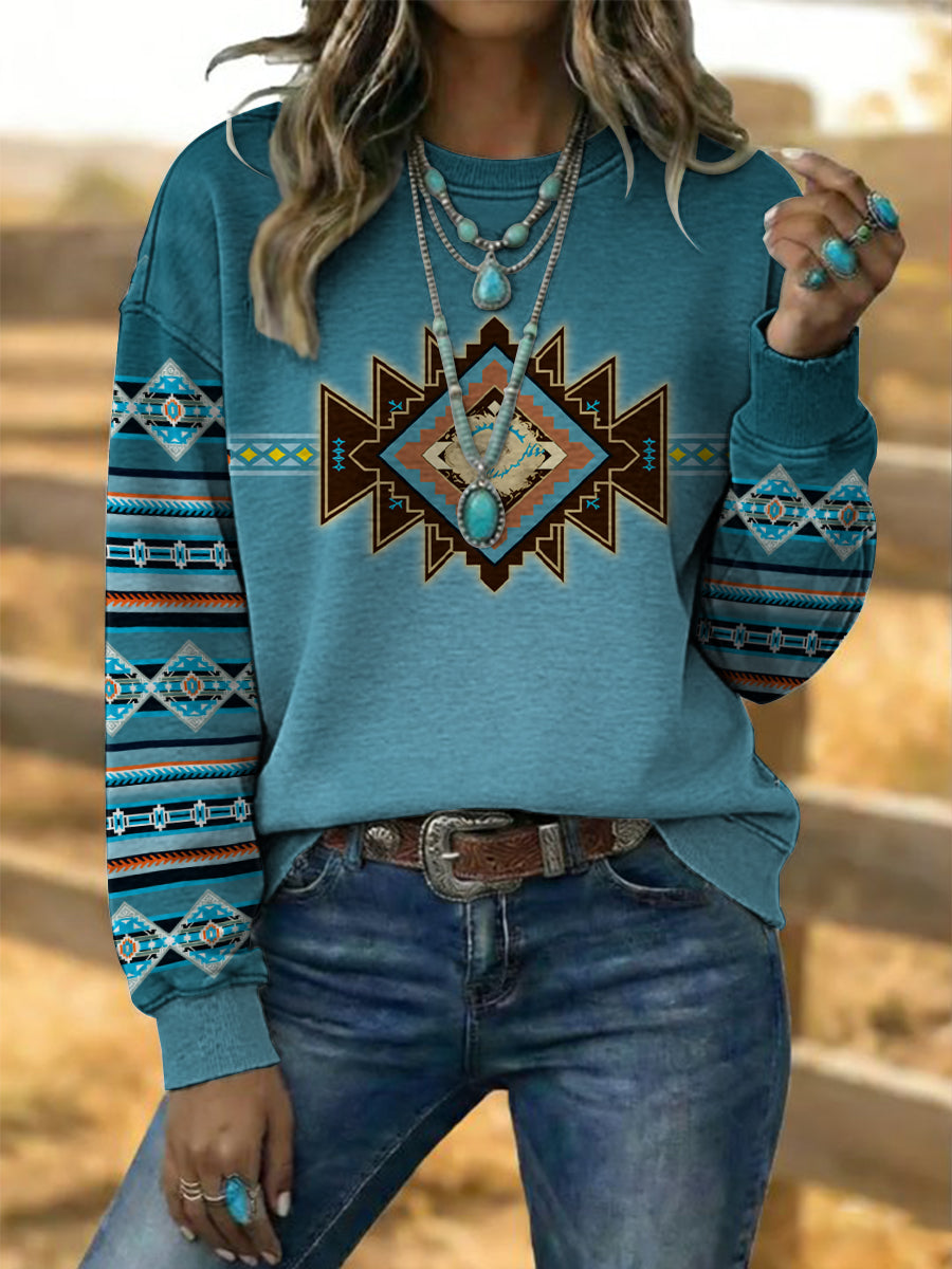 Women's Vintage Western Aztec Art Sweatshirt