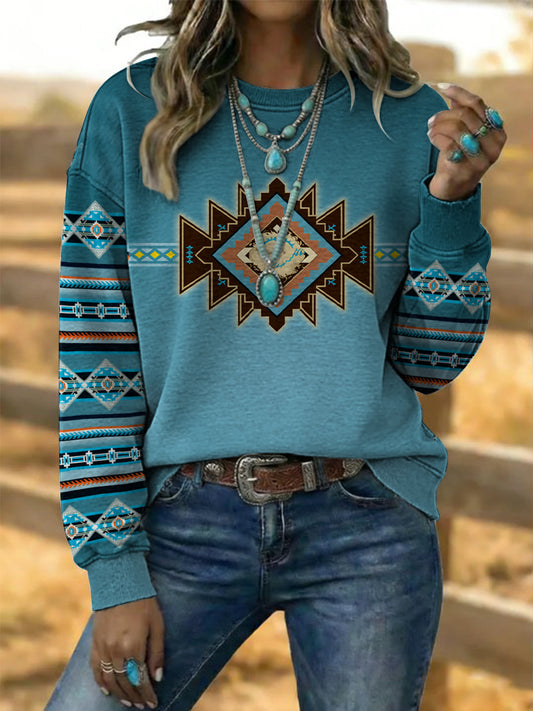 Women's Vintage Western Aztec Art Sweatshirt