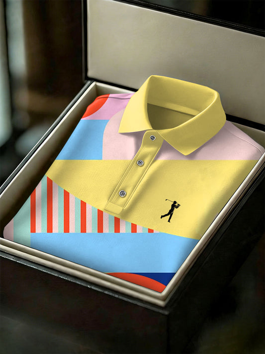 Men's Vintage Business Style Printed Casual Polo Shirt