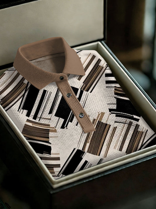 Men's Vintage Business Style Printed Casual Polo Shirt