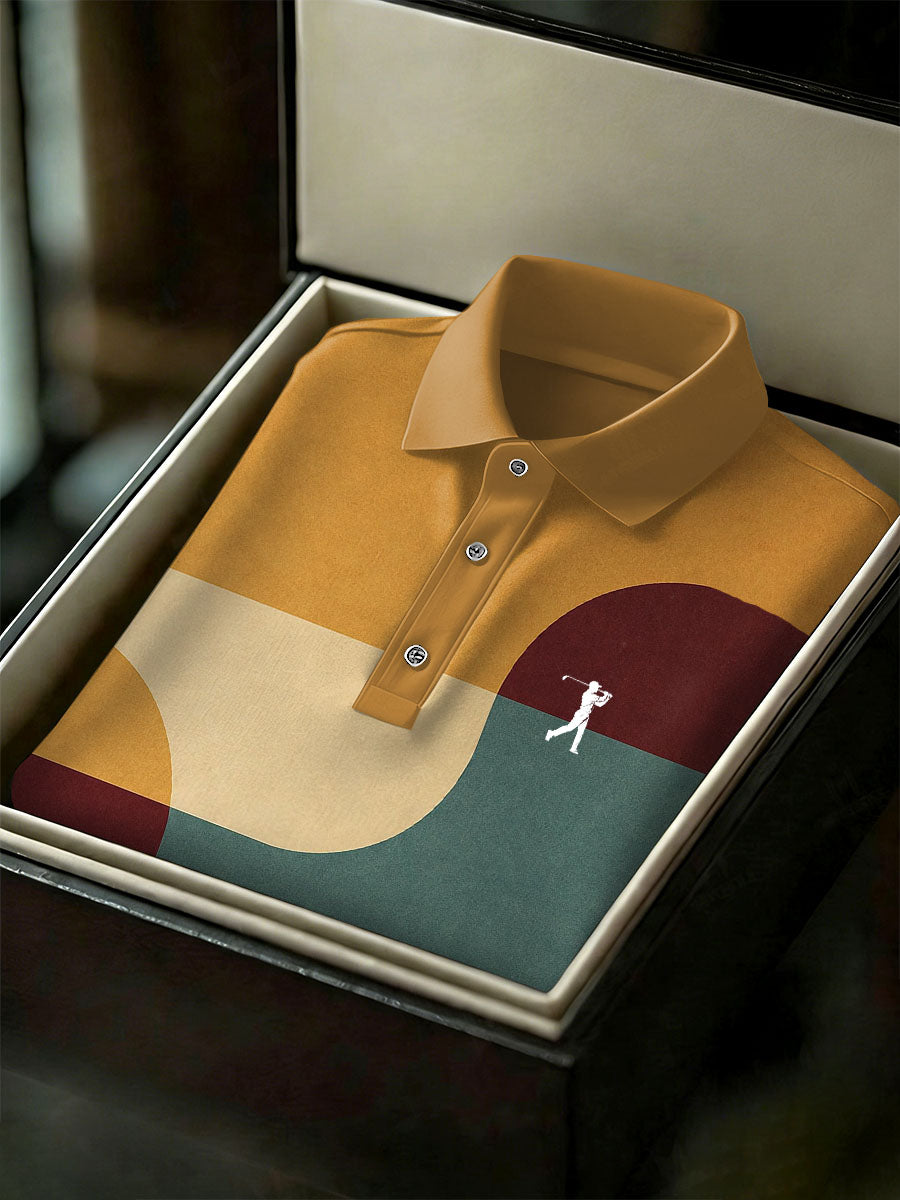 Men's Vintage Business Style Printed Casual Polo Shirt