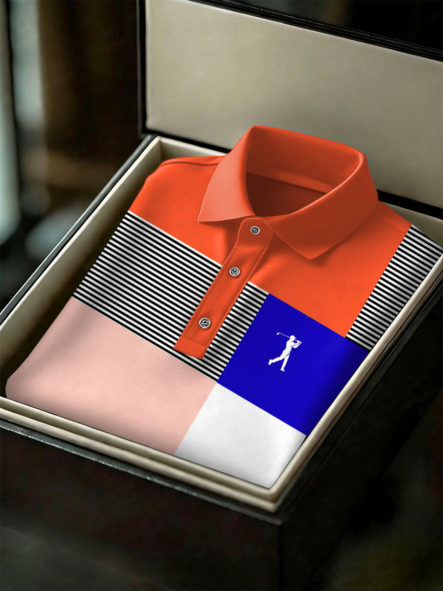 Men's Vintage Business Style Printed Casual Polo Shirt